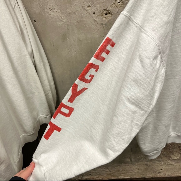 Egypt 90s Vintage White Sleeve Hit Sweatshirt Tombs Graphic Travel Luxor XL - Picture 4 of 6